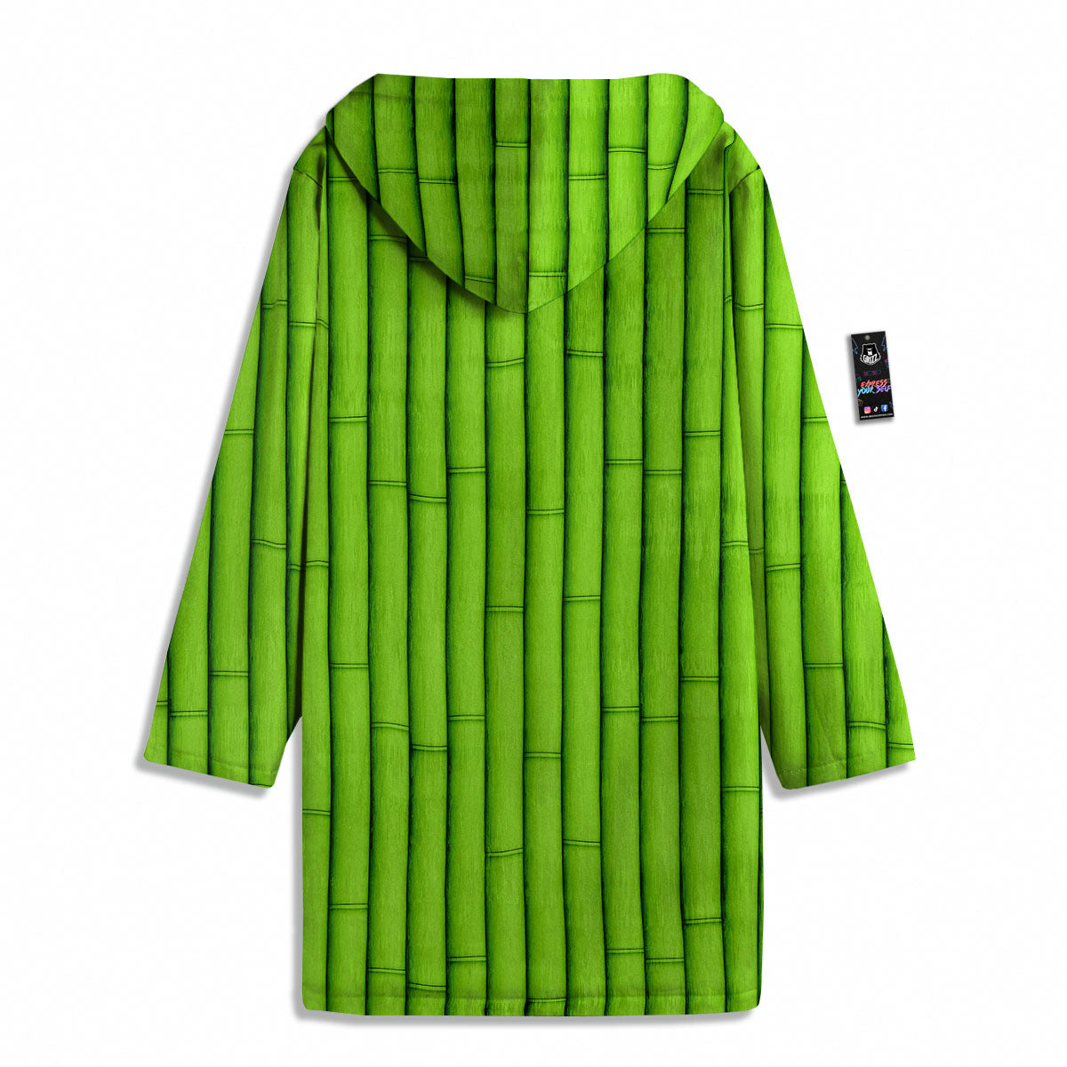 Green Bamboo Print Men's Windbreaker Jacket-grizzshop