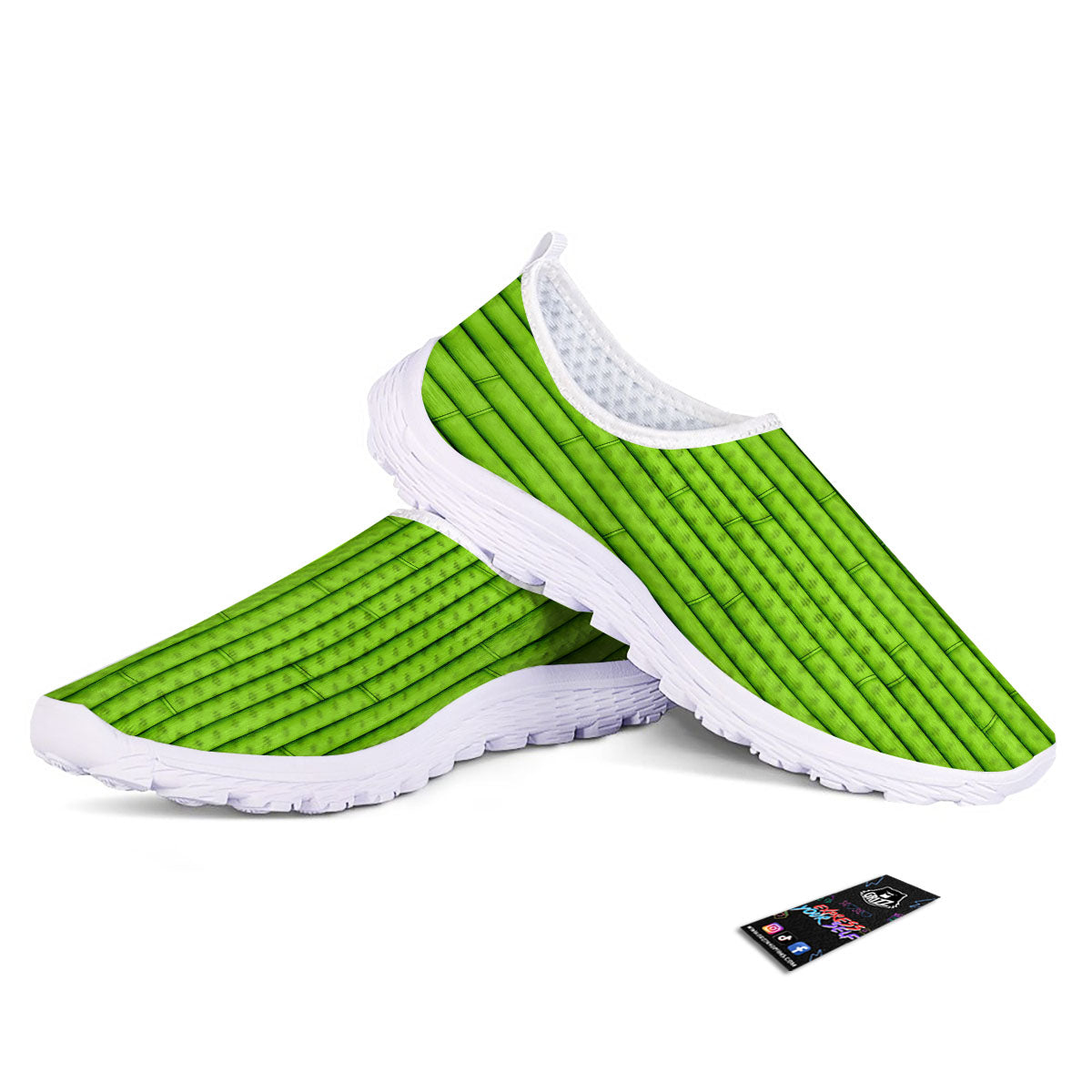Green Bamboo Print Nurse Shoes-grizzshop