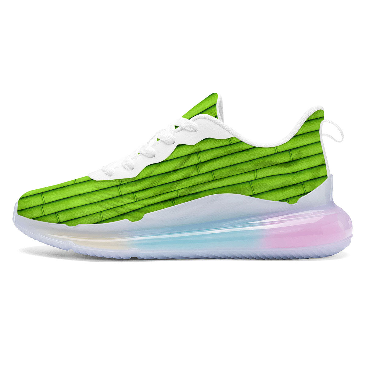 Green Bamboo Print Running Sneakers-grizzshop