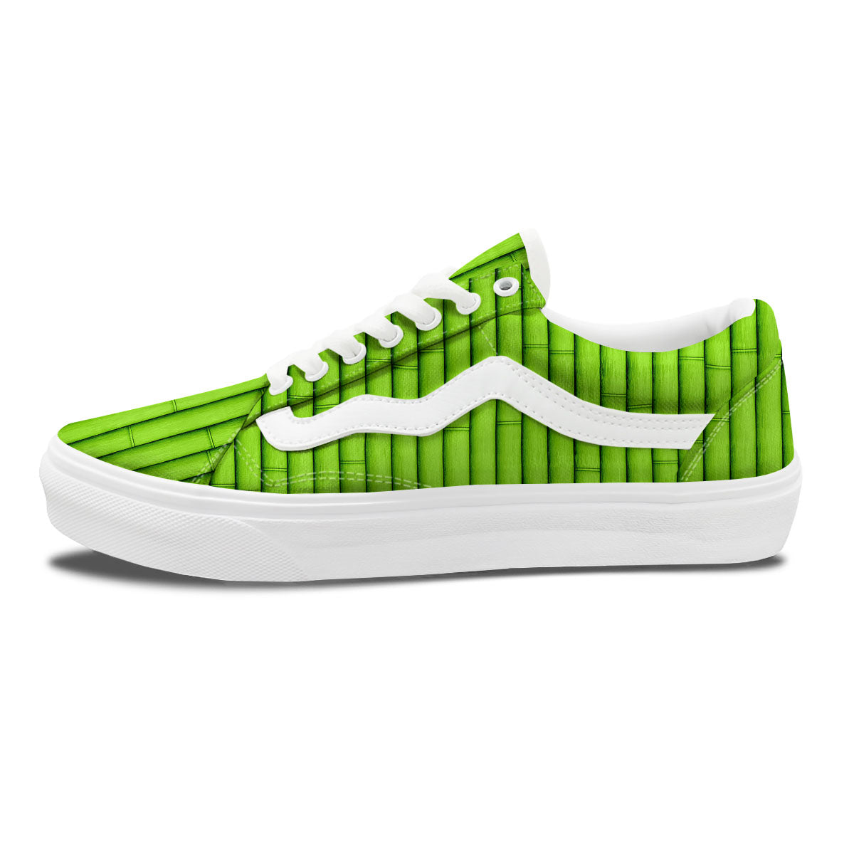 Green Bamboo Print Skate Shoes-grizzshop