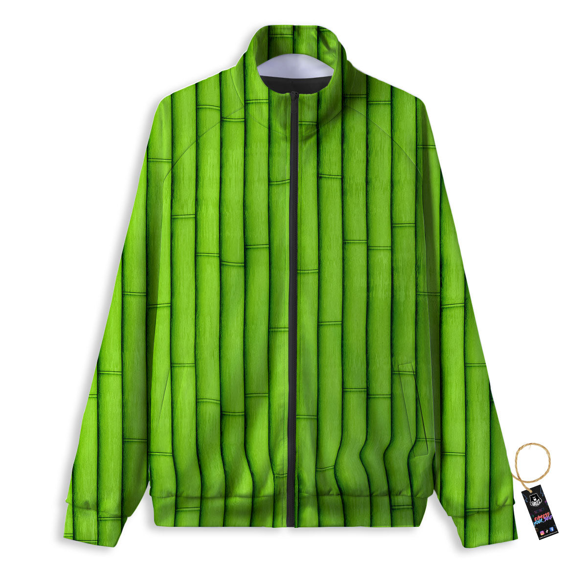Green Bamboo Print Track Jacket-grizzshop