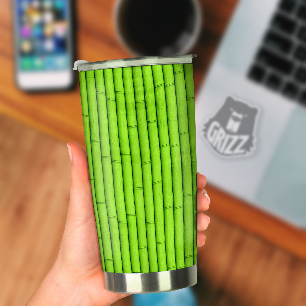 Green Bamboo Print Tumbler-grizzshop