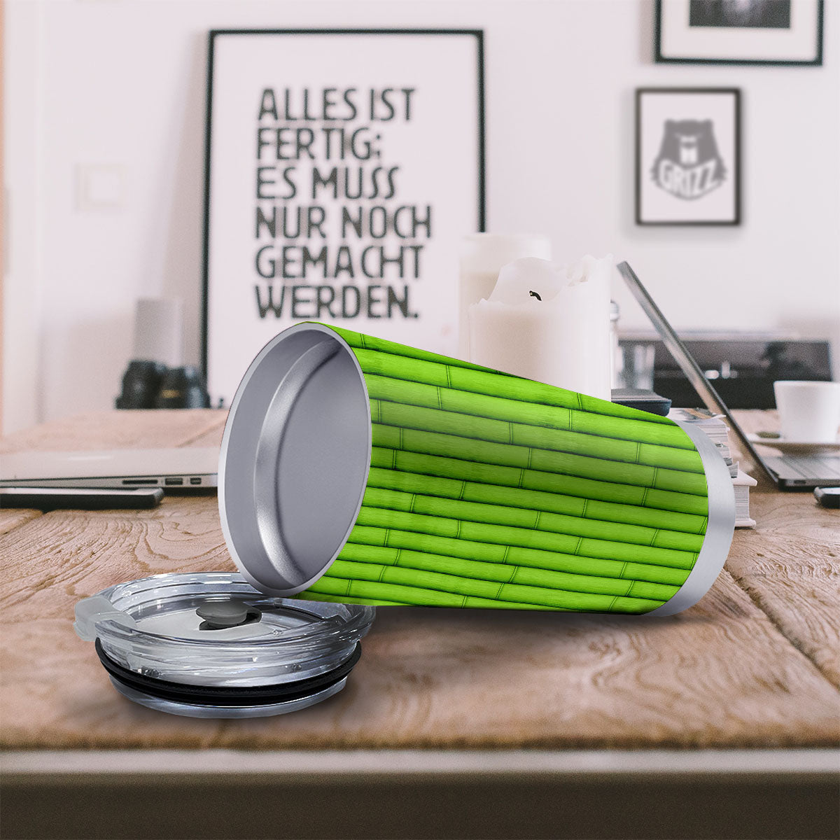 Green Bamboo Print Tumbler-grizzshop