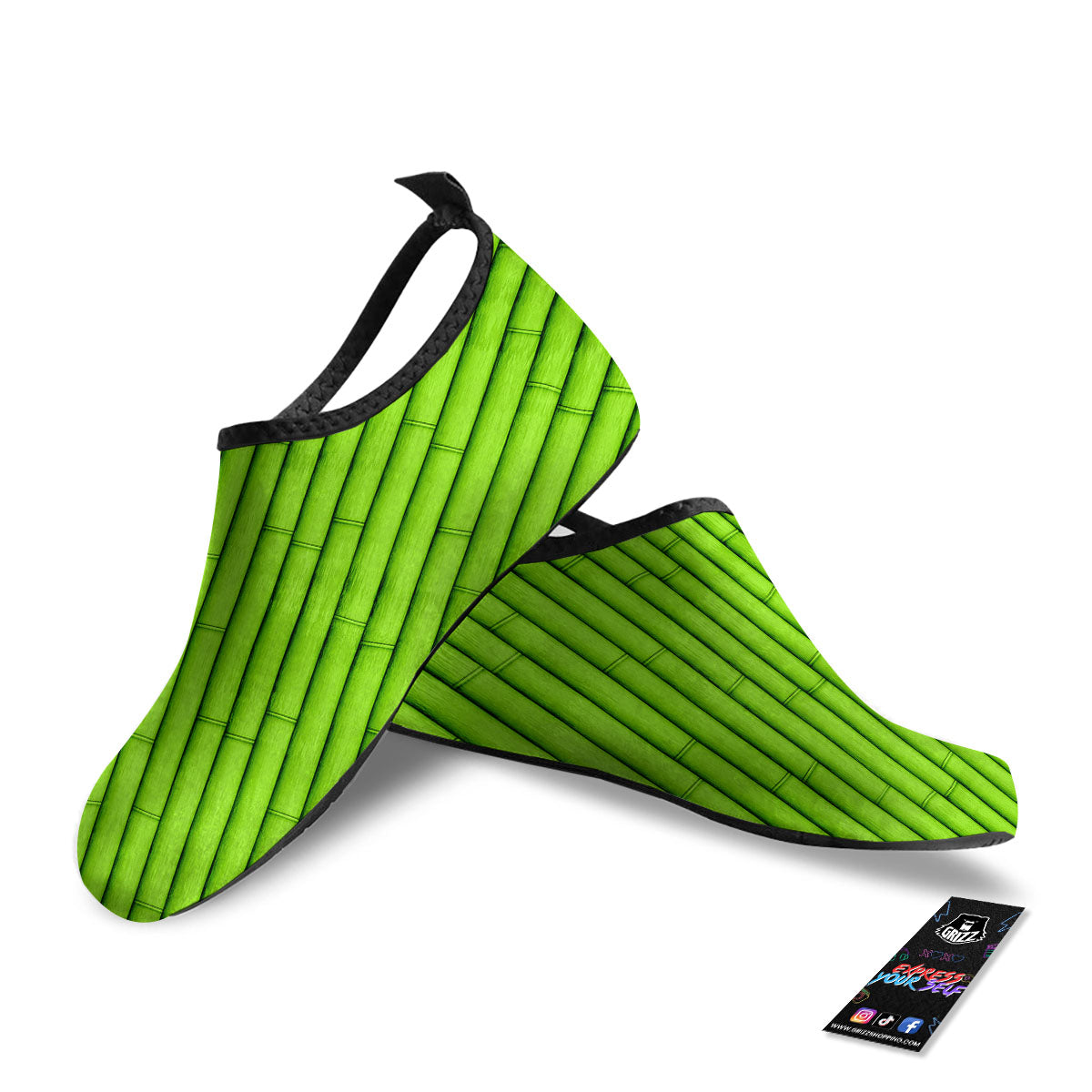 Green Bamboo Print Water Shoes-grizzshop