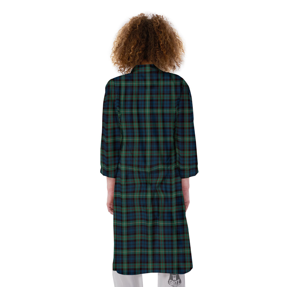 Green Blue And Red Line Tartan Print Pattern Kimono-grizzshop