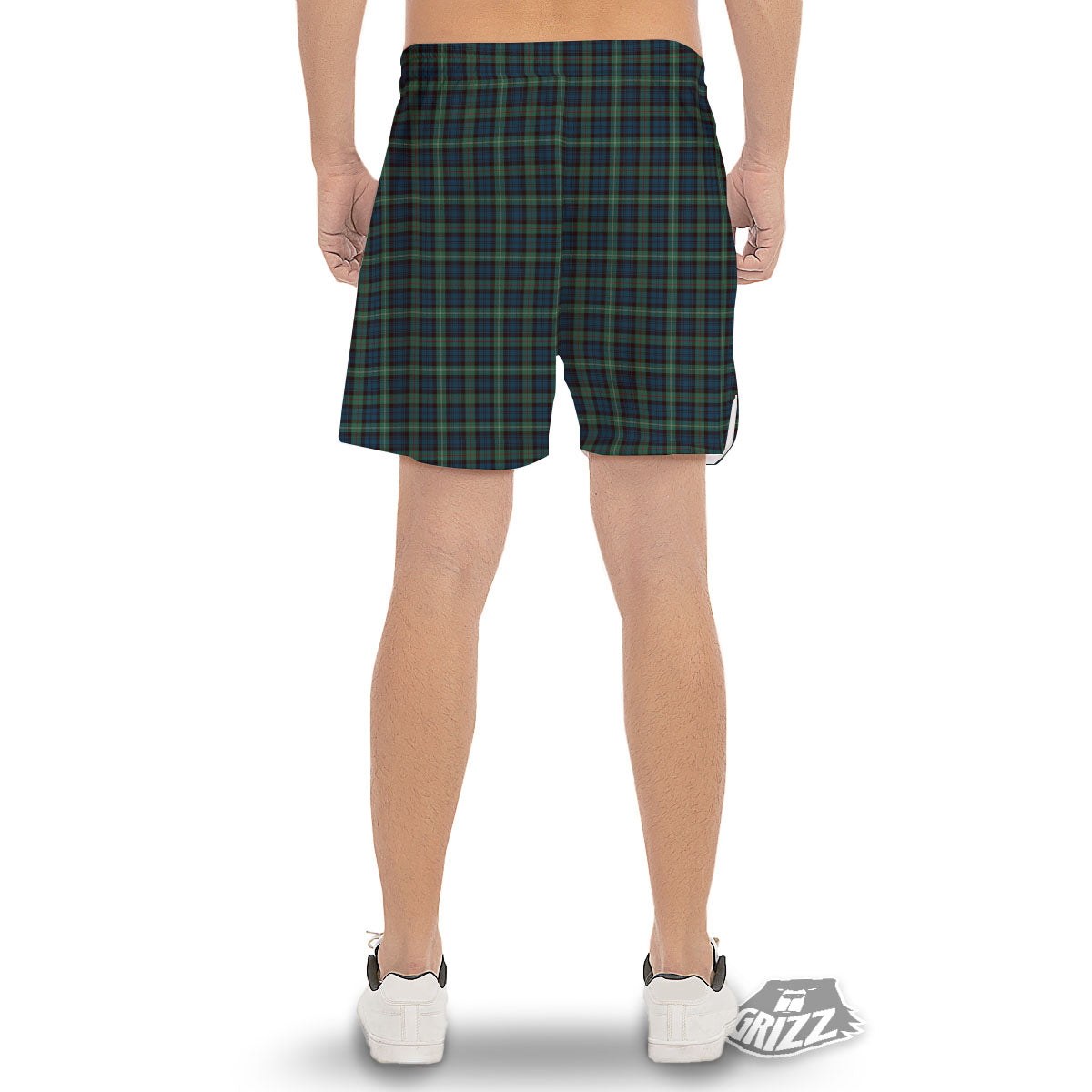 Green Blue And Red Line Tartan Print Pattern Men's Gym Shorts-grizzshop