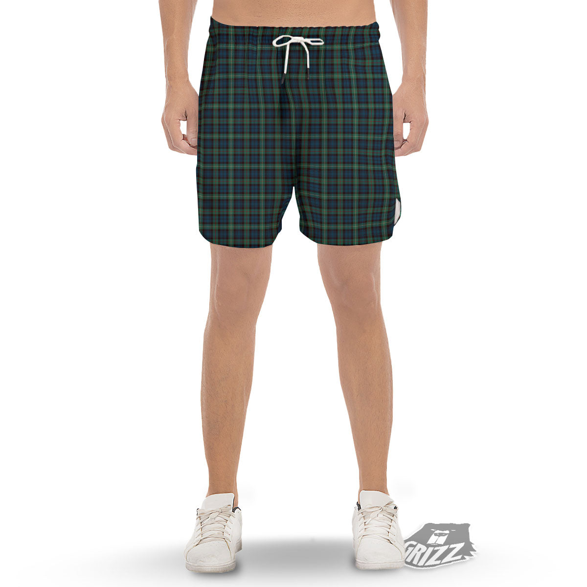 Green Blue And Red Line Tartan Print Pattern Men's Gym Shorts-grizzshop