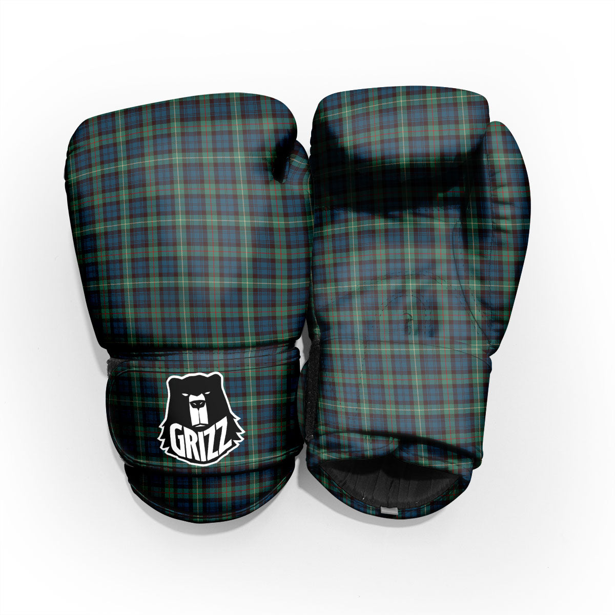 Green Blue And Red Line Tartan Print Pattern Pro Boxing Glove