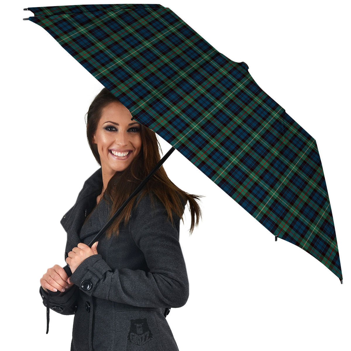 Green Blue And Red Line Tartan Print Pattern Umbrella-grizzshop