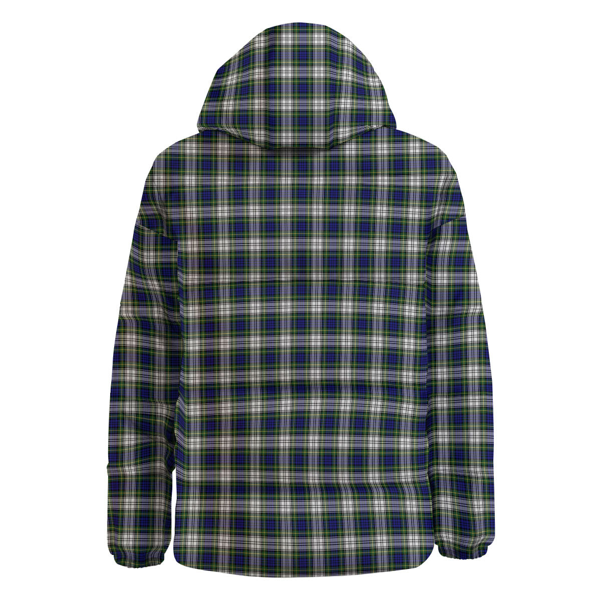 Green Blue And White Plaid Print Pattern Down Jacket-grizzshop
