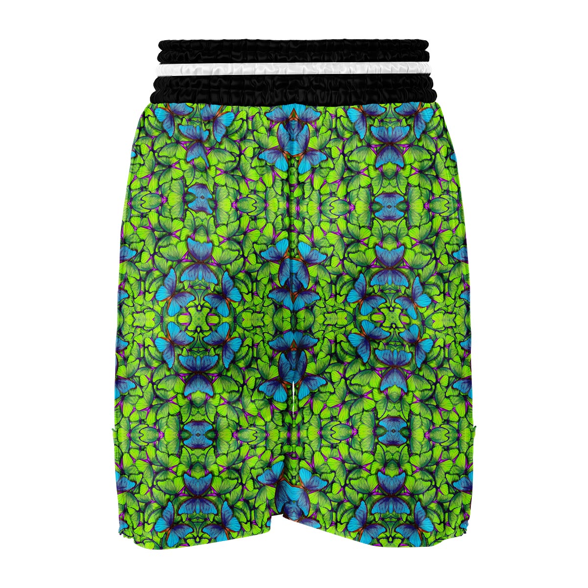 Green Blue Butterfly Pattern Print Boxing Shorts-grizzshop