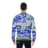 Green Blue Urban Graffiti Text Print Pattern Baseball Jacket-grizzshop