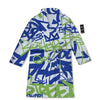 Green Blue Urban Graffiti Text Print Pattern Bathrobe-grizzshop