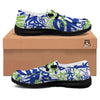 Green Blue Urban Graffiti Text Print Pattern Black Loafers-grizzshop