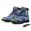 Green Blue Urban Graffiti Text Print Pattern Boots-grizzshop