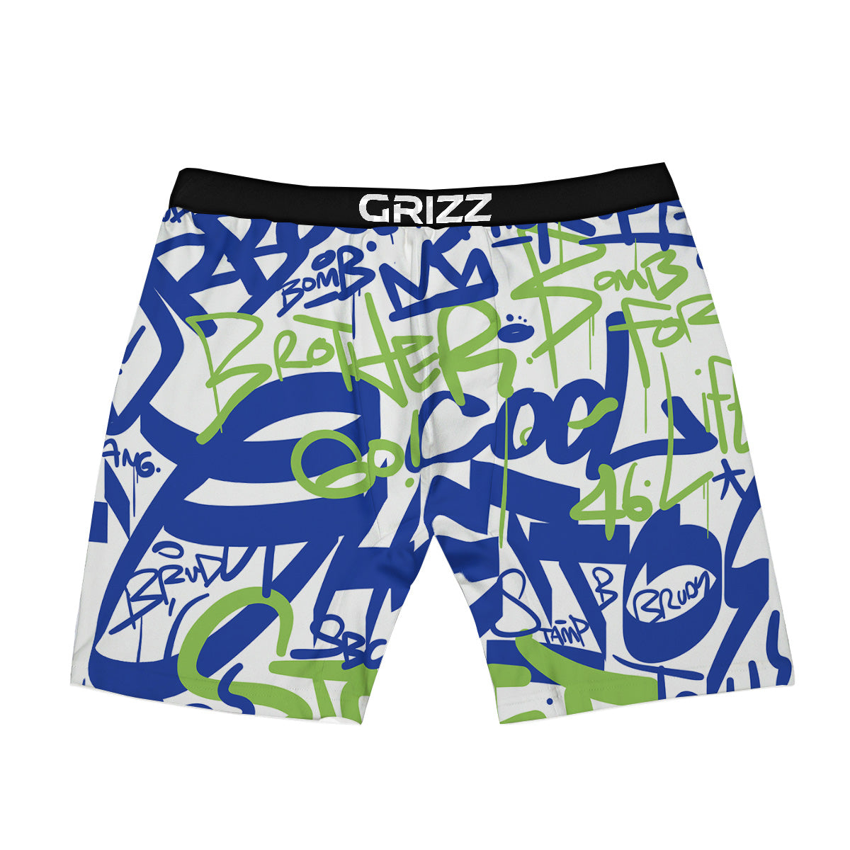 Green Blue Urban Graffiti Text Print Pattern Boxer Briefs-grizzshop