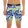 Green Blue Urban Graffiti Text Print Pattern Boxer Briefs-grizzshop