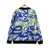 Green Blue Urban Graffiti Text Print Pattern Cardigan-grizzshop