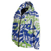 Green Blue Urban Graffiti Text Print Pattern Down Jacket-grizzshop