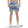 Green Blue Urban Graffiti Text Print Pattern Men's Gym Shorts-grizzshop