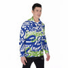 Green Blue Urban Graffiti Text Print Pattern Men's Long Sleeve Shirts-grizzshop