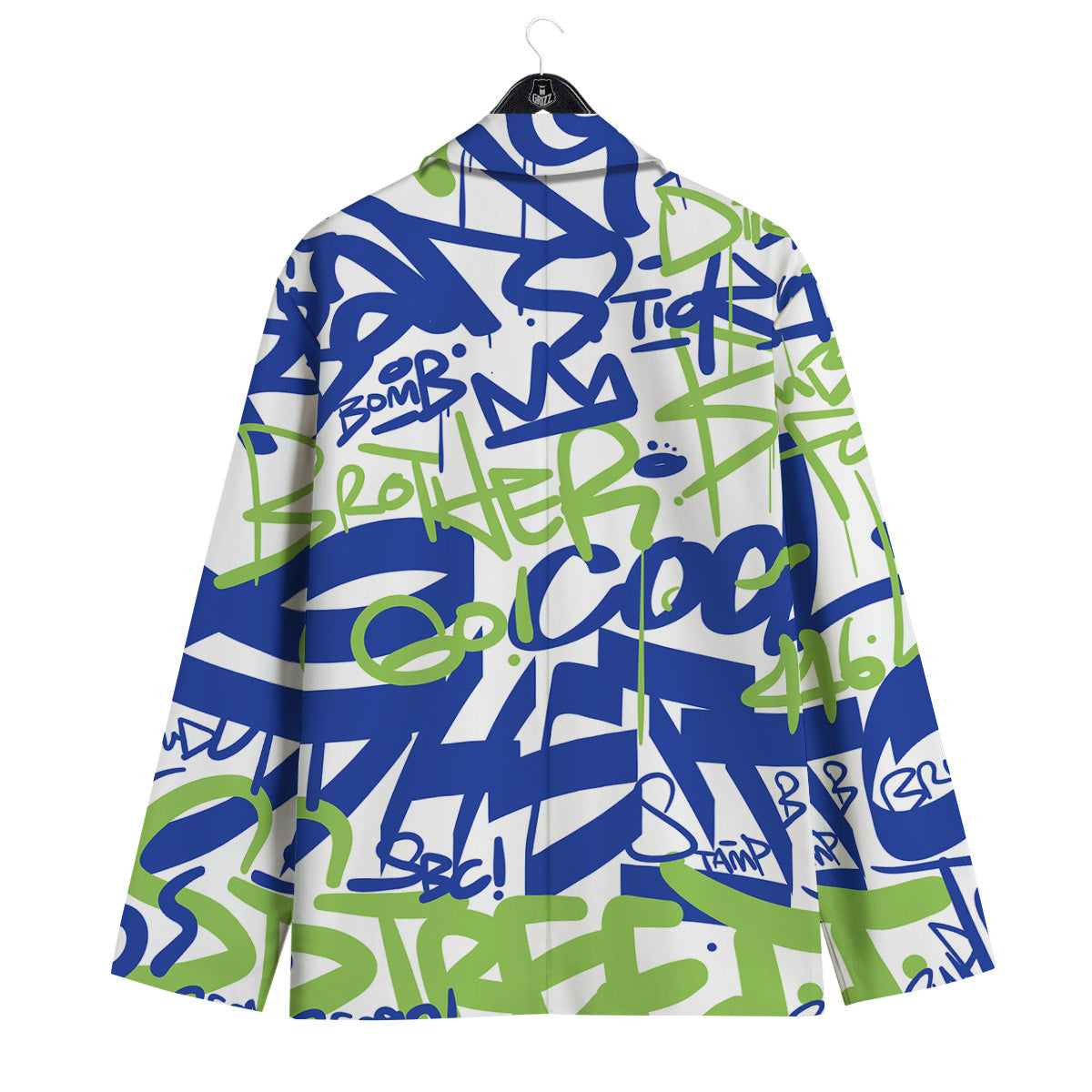 Green Blue Urban Graffiti Text Print Pattern Men's Sport Coat-grizzshop