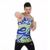 Green Blue Urban Graffiti Text Print Pattern Men's Tank Top-grizzshop