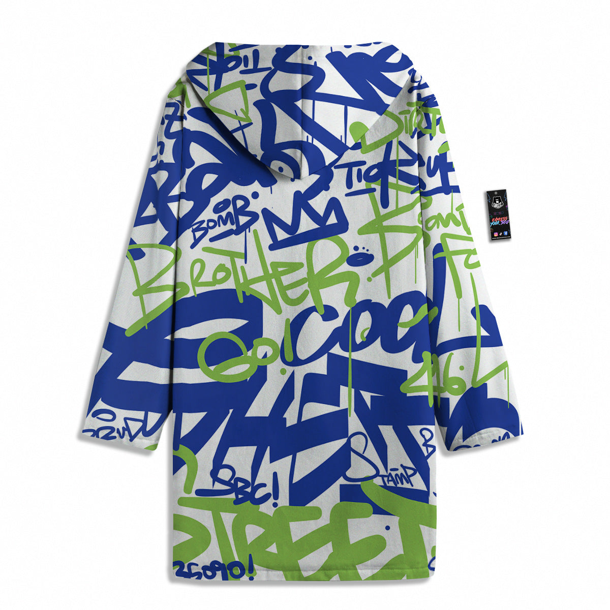 Green Blue Urban Graffiti Text Print Pattern Men's Windbreaker Jacket-grizzshop