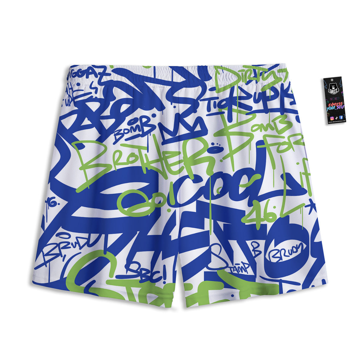 Lavender Embroidery Print Pattern Mesh Shorts