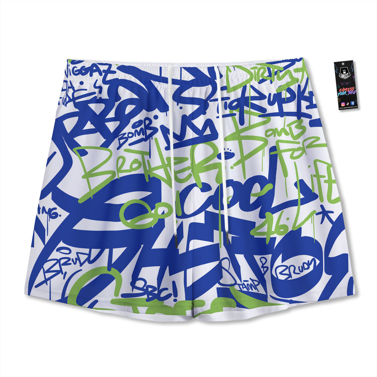 Lavender Embroidery Print Pattern Mesh Shorts