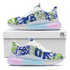 Green Blue Urban Graffiti Text Print Pattern Running Sneakers-grizzshop