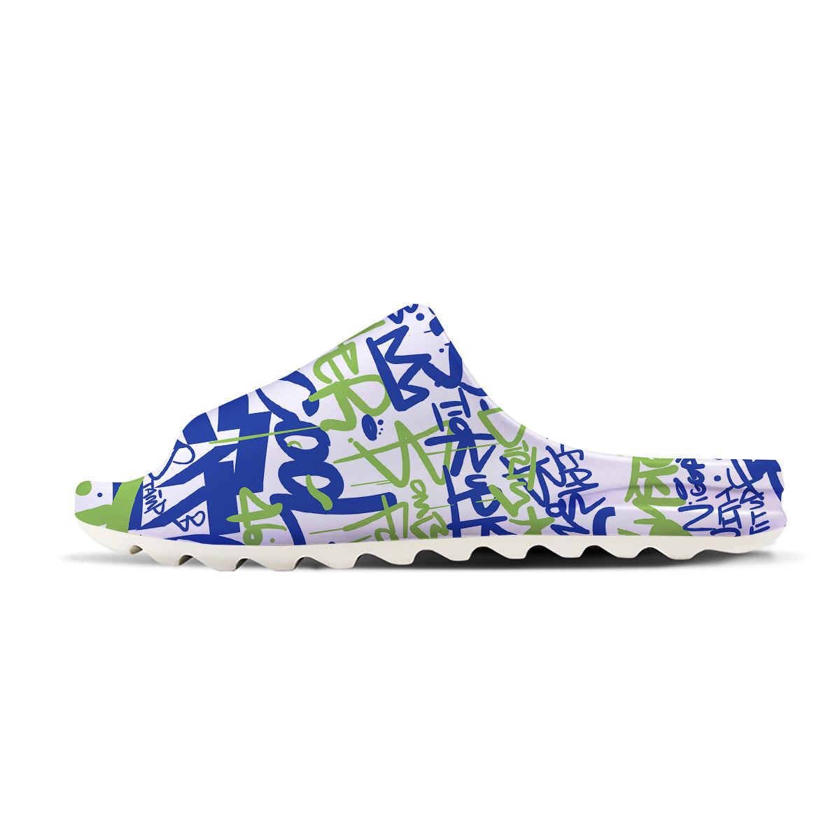 Green Blue Urban Graffiti Text Print Pattern Sandals-grizzshop