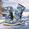 Green Blue Urban Graffiti Text Print Pattern Snow Boots-grizzshop