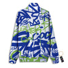 Green Blue Urban Graffiti Text Print Pattern Track Jacket-grizzshop