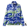 Green Blue Urban Graffiti Text Print Pattern Track Jacket-grizzshop