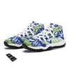 Green Blue Urban Graffiti Text Print Pattern White Bball Shoes-grizzshop