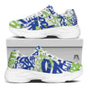 Green Blue Urban Graffiti Text Print Pattern White Chunky Shoes-grizzshop