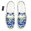 Green Blue Urban Graffiti Text Print Pattern White Loafers-grizzshop