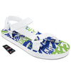 Green Blue Urban Graffiti Text Print Pattern White Open Toe Sandals-grizzshop