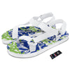 Green Blue Urban Graffiti Text Print Pattern White Open Toe Sandals-grizzshop