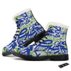 Green Blue Urban Graffiti Text Print Pattern Winter Boots-grizzshop