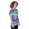 Green Blue Urban Graffiti Text Print Pattern Women's Golf Shirts-grizzshop