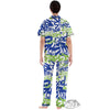 Green Blue Urban Graffiti Text Print Pattern Women's Pajamas Set-grizzshop