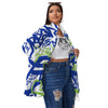 Green Blue Urban Graffiti Text Print Pattern Women's Sherpa Jacket-grizzshop