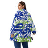 Green Blue Urban Graffiti Text Print Pattern Women's Sherpa Jacket-grizzshop