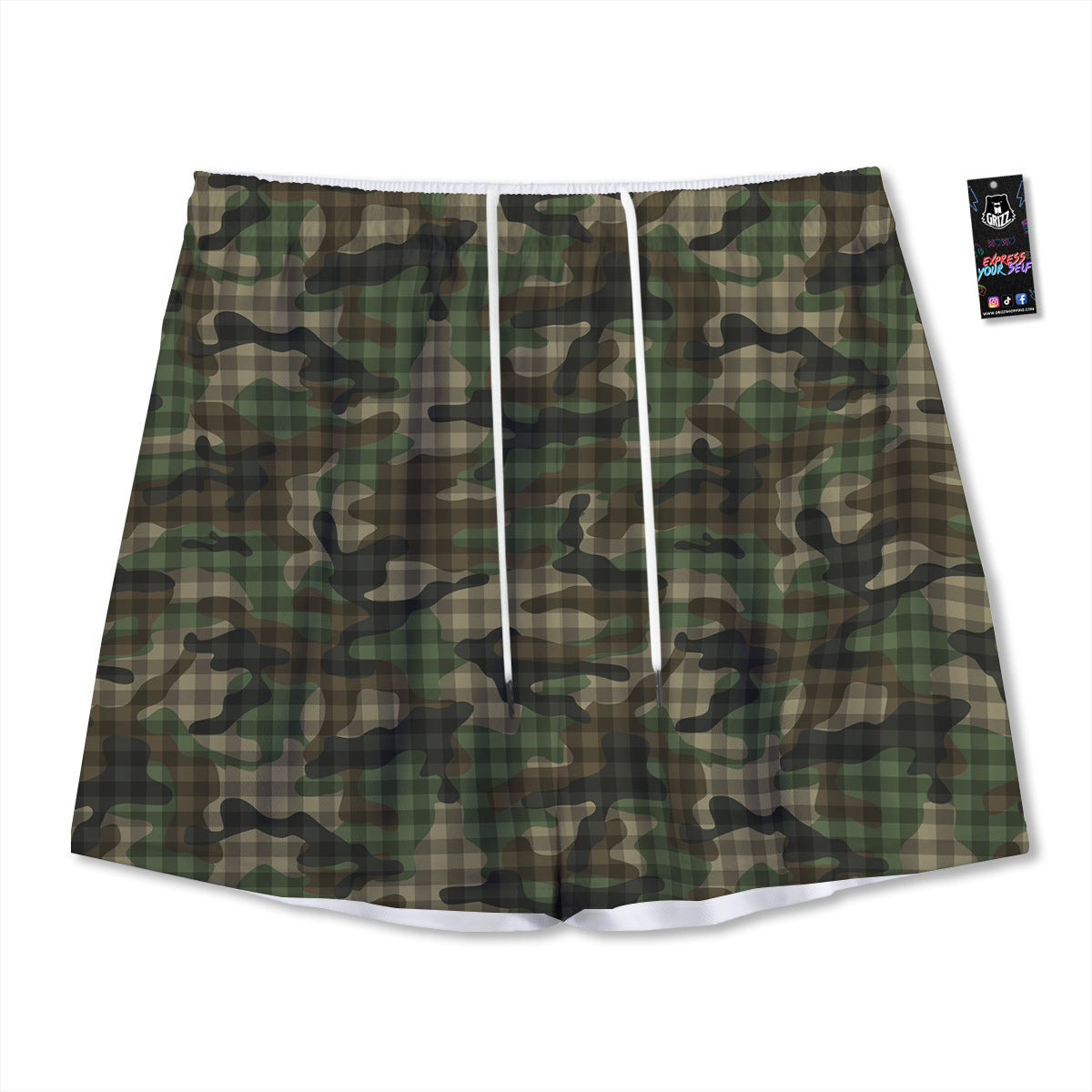 Horse Portrait Dark Blue Print Mesh Shorts