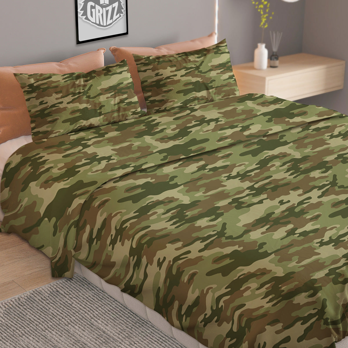Geometric Grey Polygonal Print Duvet Cover Bedding Set