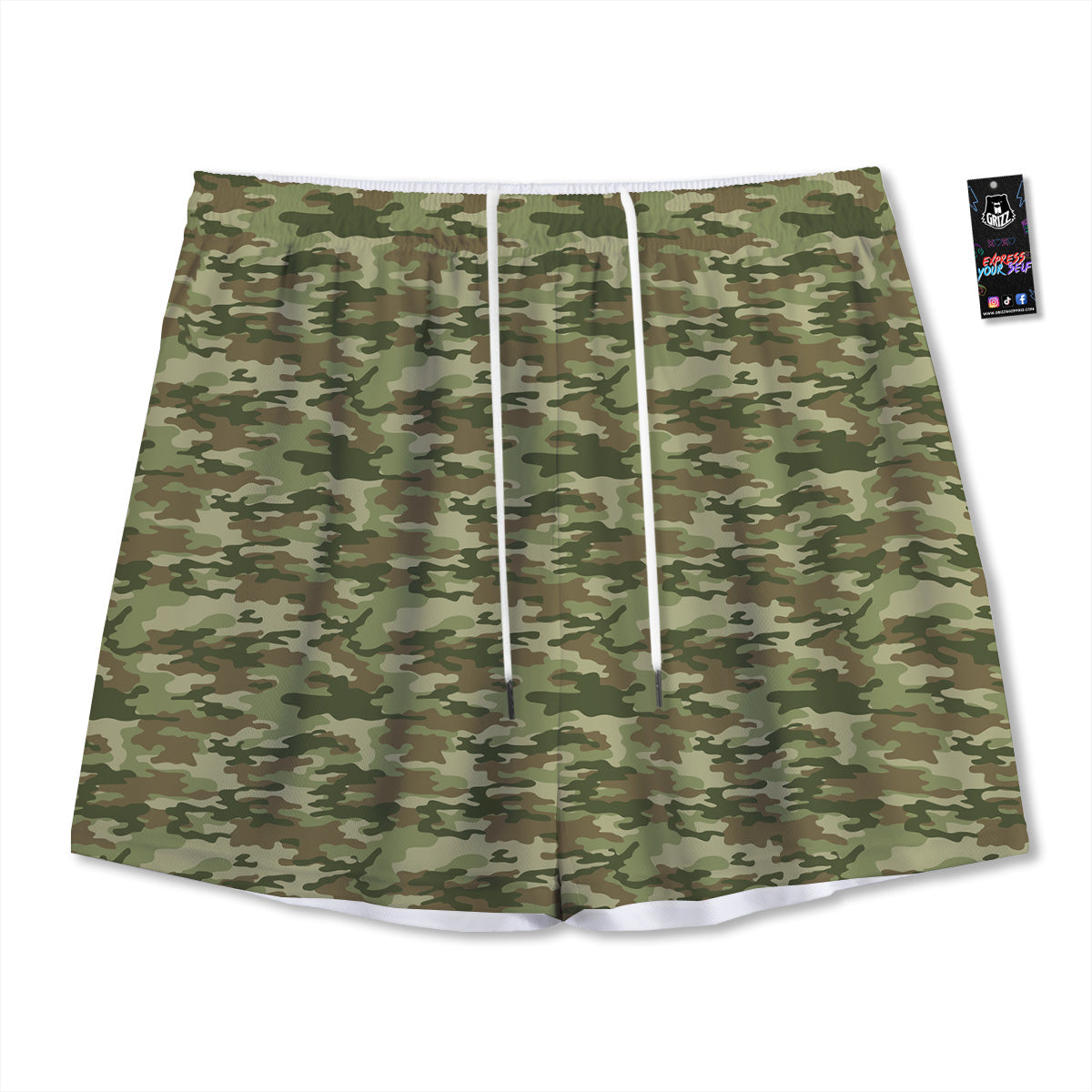 Geometric Grey Polygonal Print Mesh Shorts