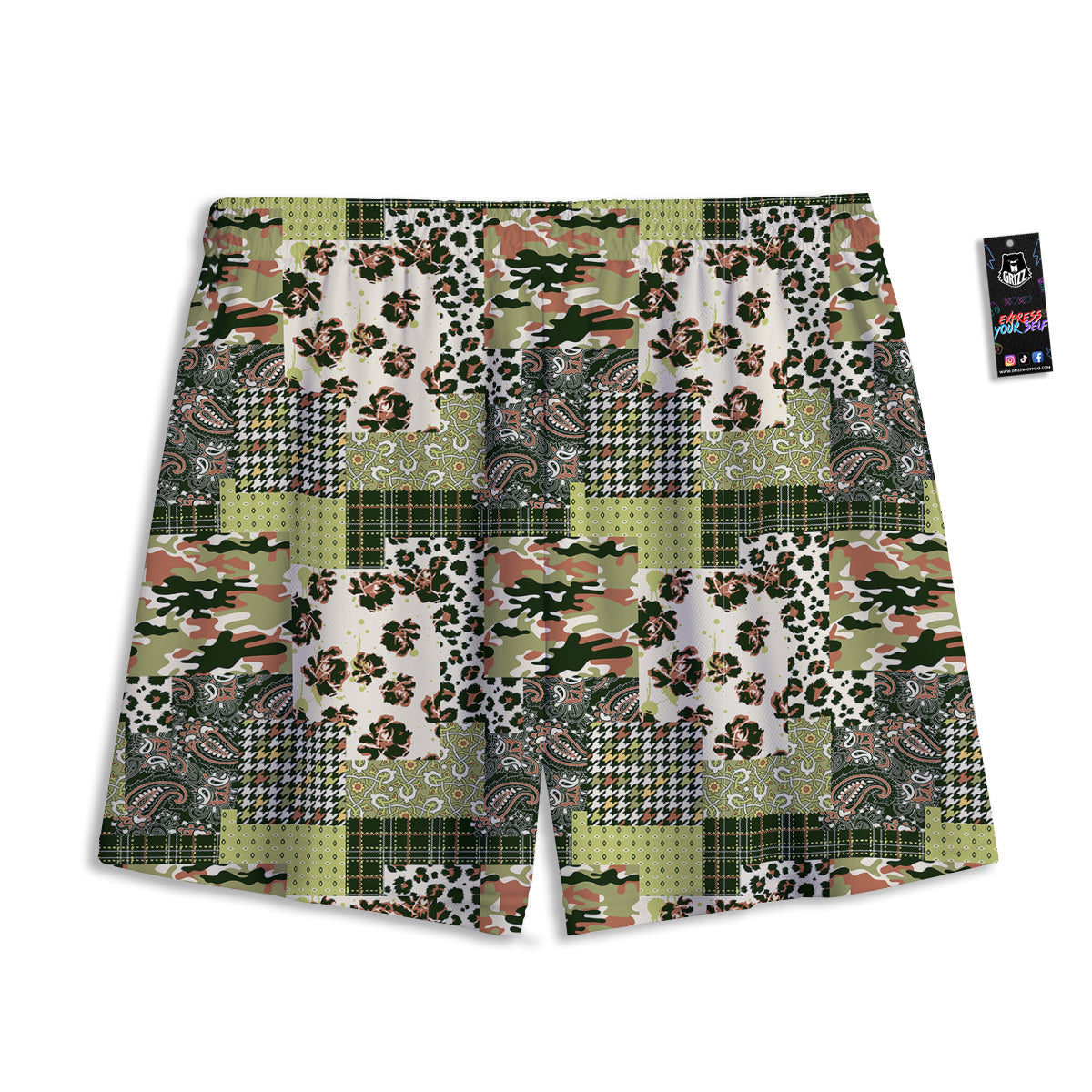 Hot Air Balloon Floral Print Pattern Mesh Shorts
