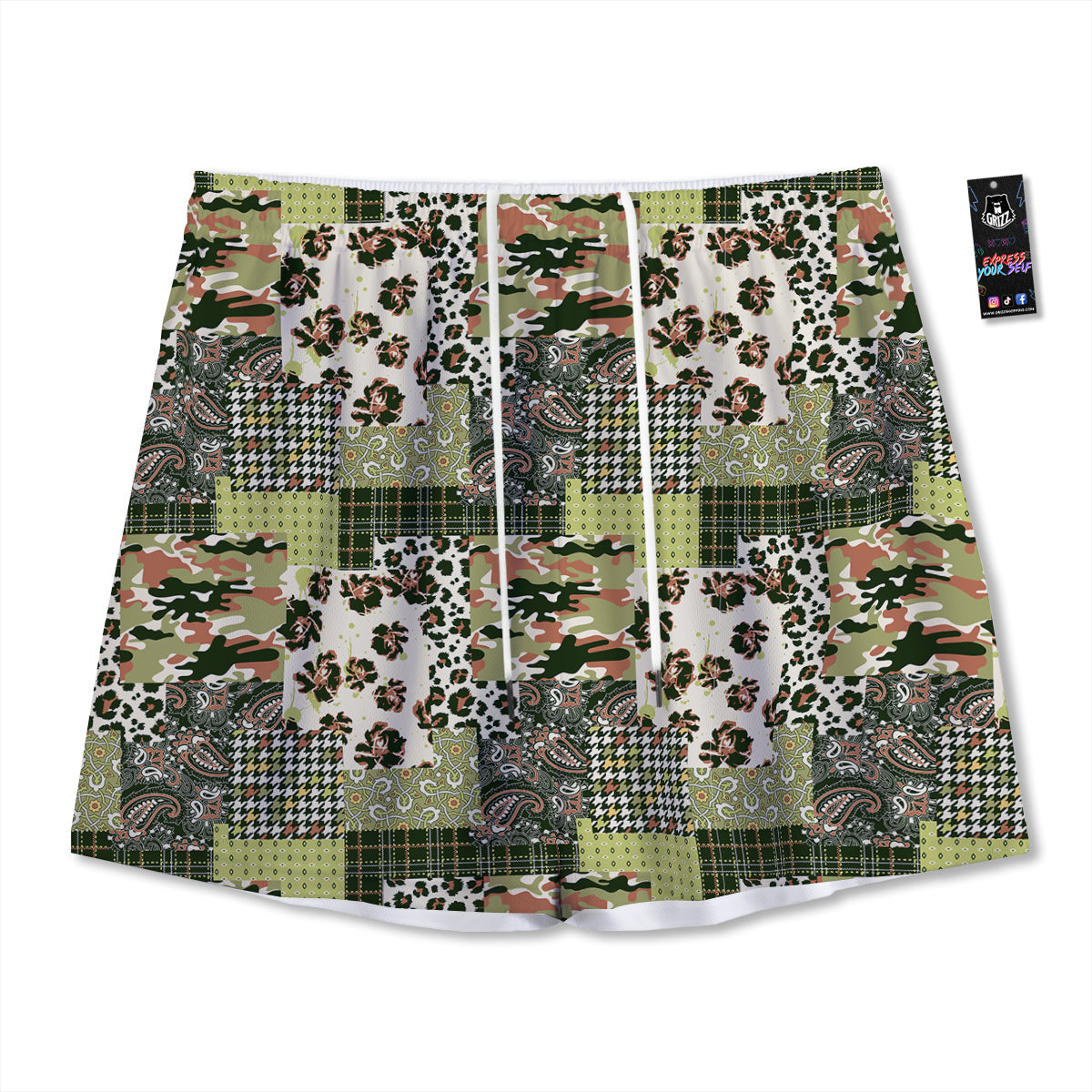 Hot Air Balloon Floral Print Pattern Mesh Shorts